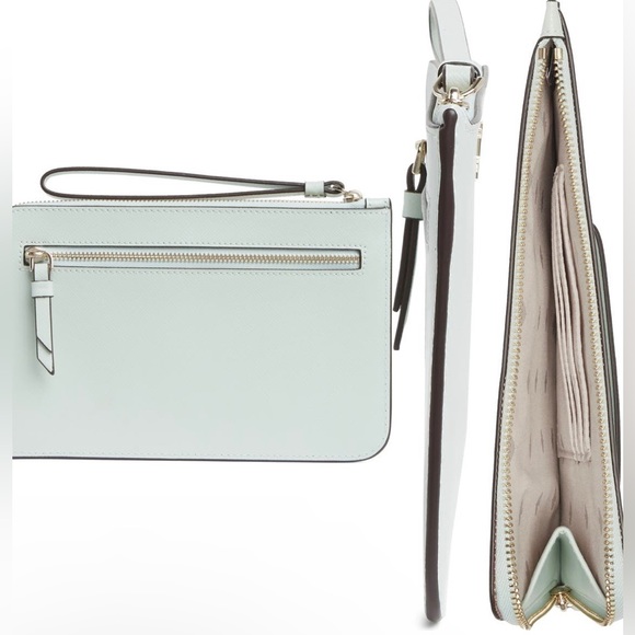 NWT Kate Spade green color block flap crossbody bag and NWT mint wristlet set - Picture 12 of 15